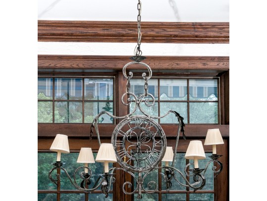 Magnificent Wrought Iron Six Light Chandelier