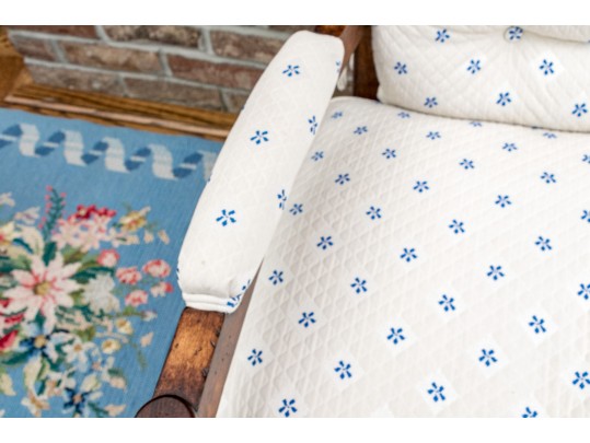 Vintage French Country Upholstered  Fruitwood Fauteuil