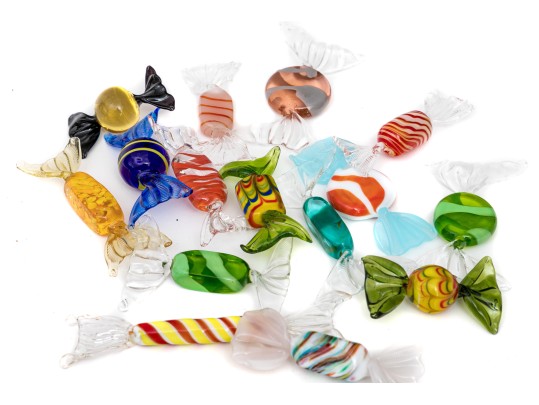 Wonderful Collection Of 15 Venetian Handblown Glass Faux Candy