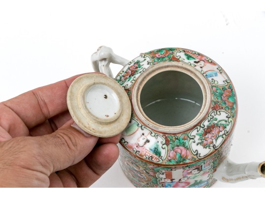 19th C. Chinese Export Famille Rose Medallion Assembled Porcelain Tea Set, Ca. 1840