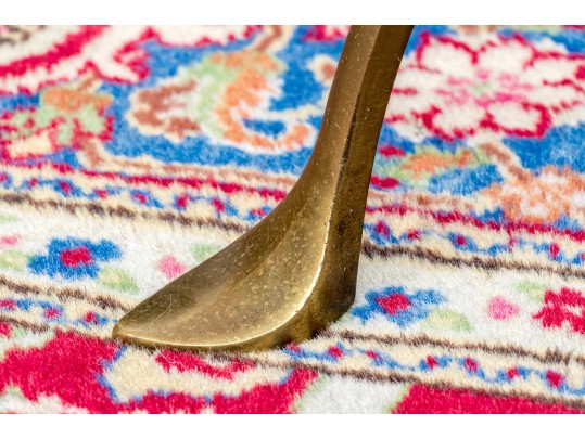 Two Sculptural Brass And Wood Floor Lamps 