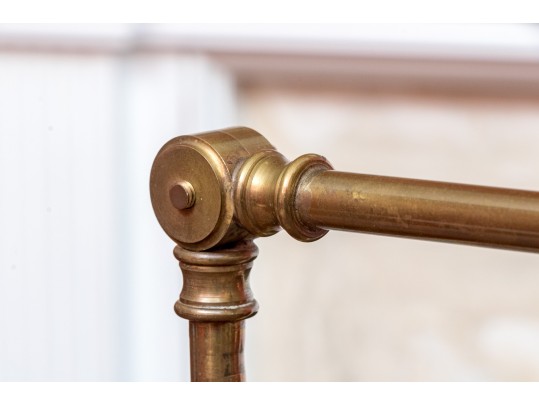 Two Sculptural Brass And Wood Floor Lamps 