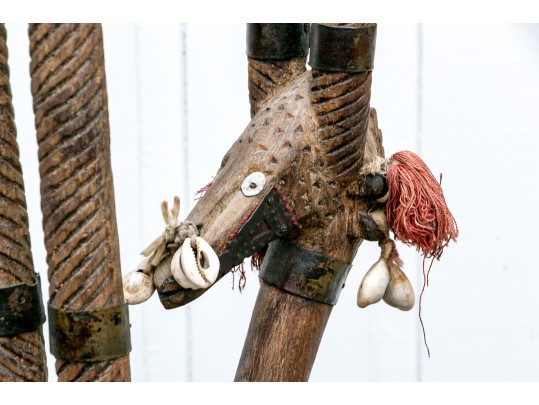 Vintage African Mixed Media Bambara Antelope Chi-Wara Sculptural Headdress