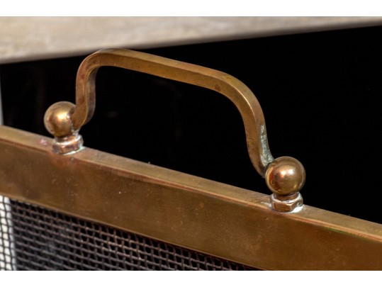Vintage Brass Fire Screen & Tools