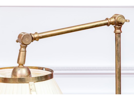 Two Sculptural Brass And Wood Floor Lamps 