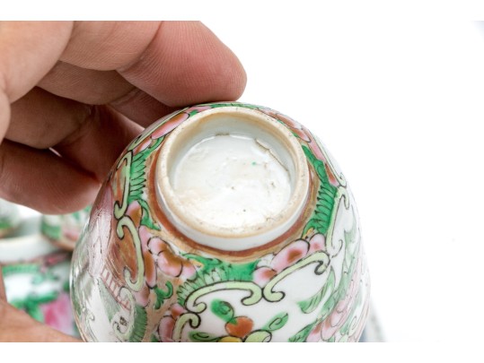 19th C. Chinese Export Famille Rose Medallion Assembled Porcelain Tea Set, Ca. 1840