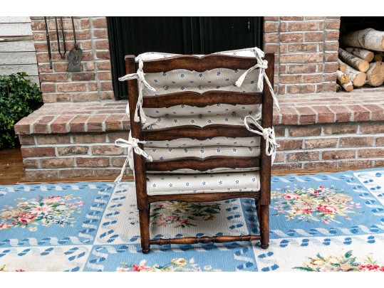 Vintage French Country Upholstered  Fruitwood Fauteuil