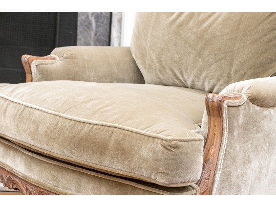 Custom Upholstered Louis XV Style Bergere With Ottoman