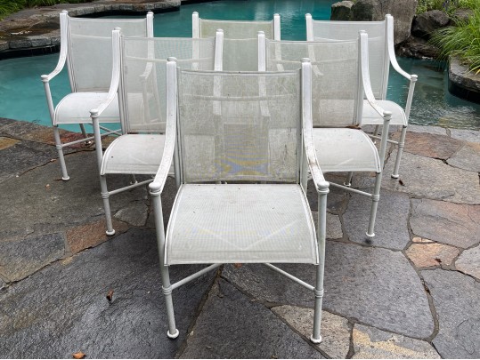 Set Of Six Woodward Aluminum Garden Arm Chairs