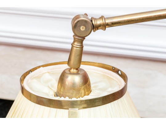 Two Sculptural Brass And Wood Floor Lamps 