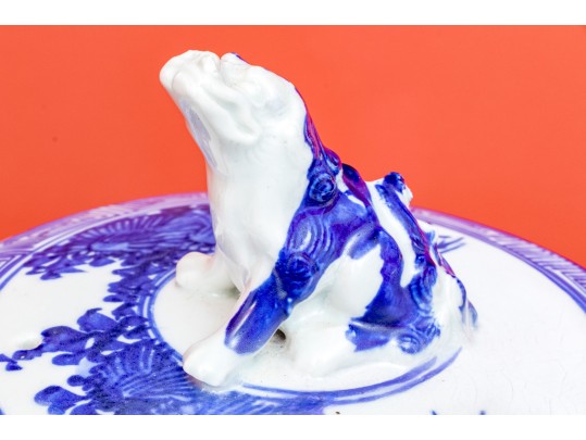 Oversized Vintage Chinese Blue And White Porcelain Tea Pot