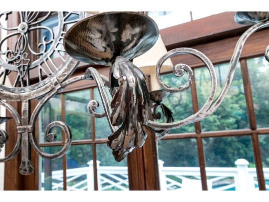 Magnificent Wrought Iron Six Light Chandelier