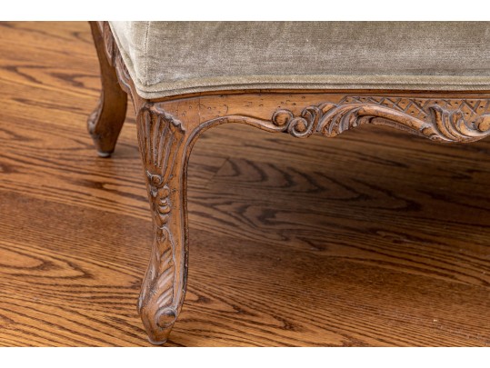 Custom Upholstered Louis XV Style Bergere With Ottoman