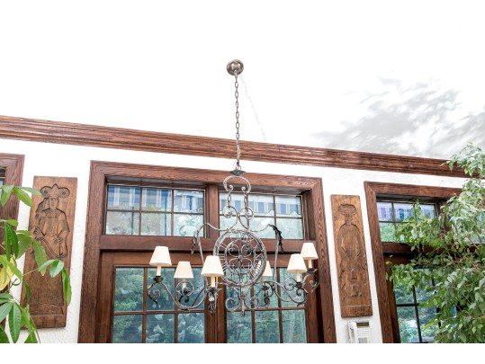 Magnificent Wrought Iron Six Light Chandelier