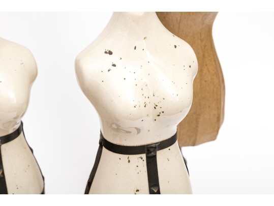 Collection Of Five Ceramic, Papier Mache Busts On Wood Stands