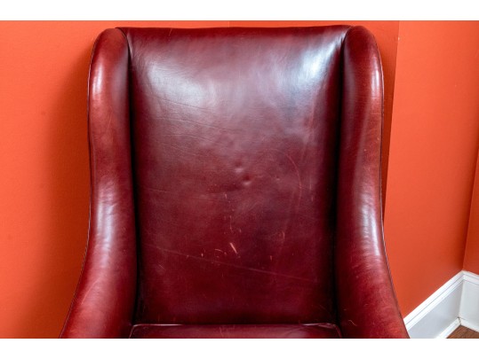 Handsome Beacon Hill Cordovan Leather Wing Chair