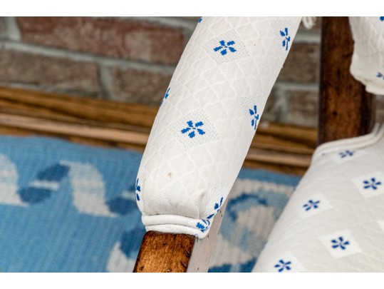 Vintage French Country Upholstered  Fruitwood Fauteuil