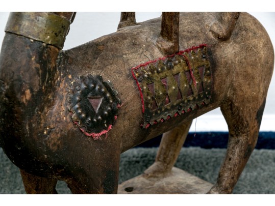 Vintage African Mixed Media Bambara Antelope Chi-Wara Sculptural Headdress