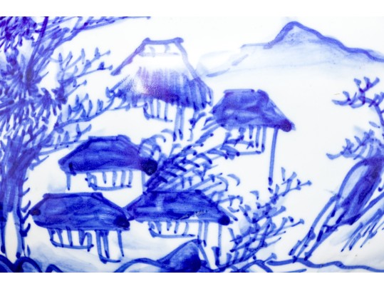 Oversized Vintage Chinese Blue And White Porcelain Tea Pot