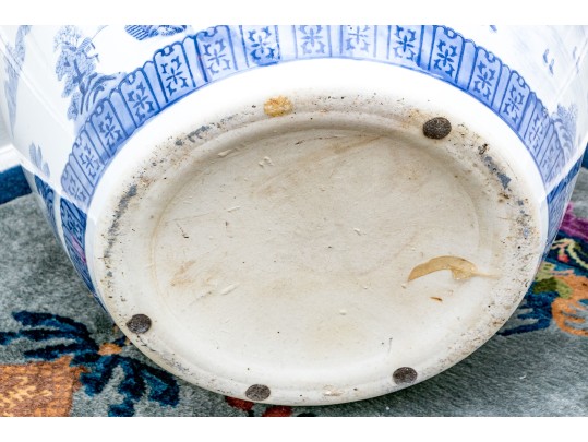 Substantial Chinese Blue And White Porcelain Jardiniere