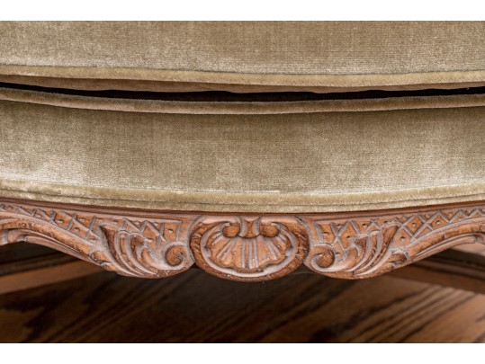 Custom Upholstered Louis XV Style Bergere With Ottoman