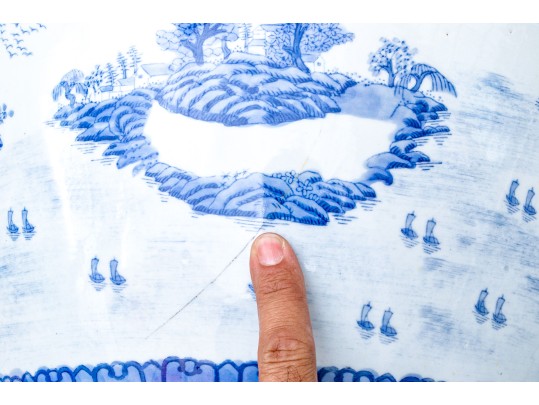 Substantial Chinese Blue And White Porcelain Jardiniere