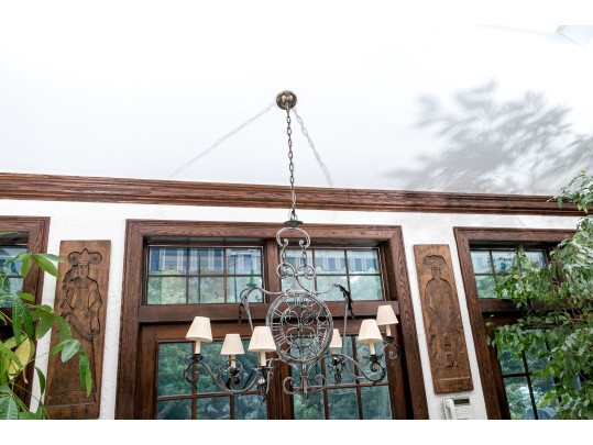 Magnificent Wrought Iron Six Light Chandelier