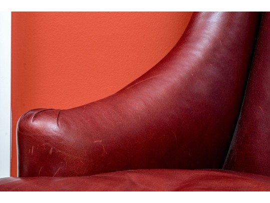 Handsome Beacon Hill Cordovan Leather Wing Chair