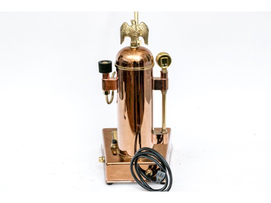 Vintage Italian Riviera Espresso Copper And Brass Machine With Eagle Finial
