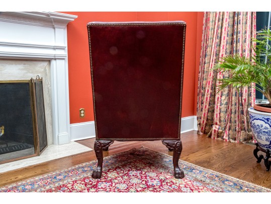 Handsome Beacon Hill Cordovan Leather Wing Chair
