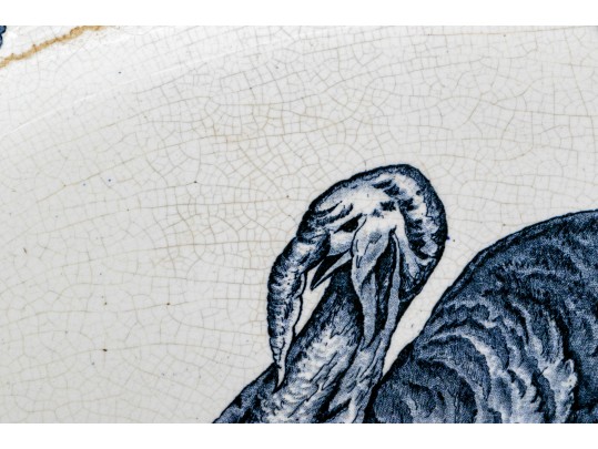 Massive English Transfer Ware Blue And White Serving Platter