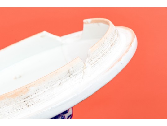 Oversized Vintage Chinese Blue And White Porcelain Tea Pot