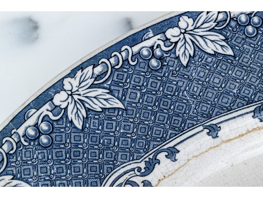 Massive English Transfer Ware Blue And White Serving Platter