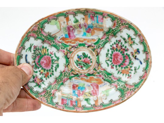 19th C. Chinese Export Famille Rose Medallion Assembled Porcelain Tea Set, Ca. 1840