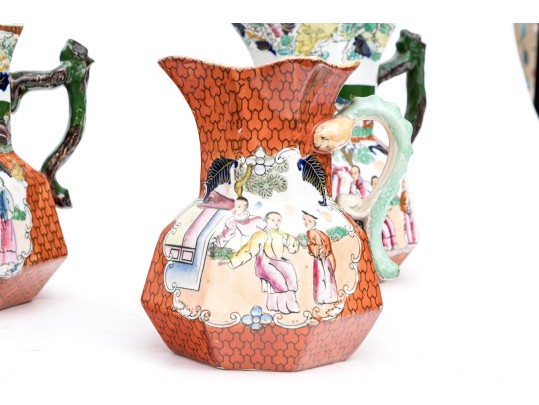 Set Of Seven English Mason's Ironstone Chinoiserie Ewers