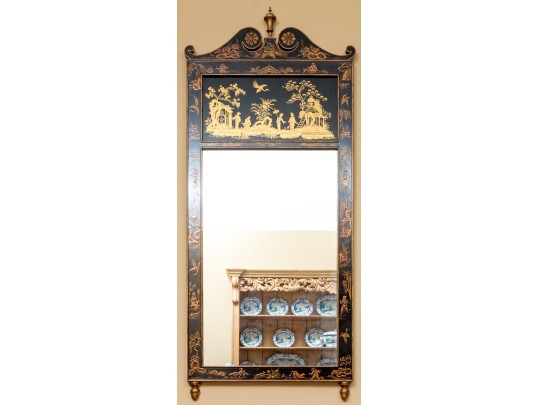 Fabulous Eglomise Chinoisserie Hall Mirror