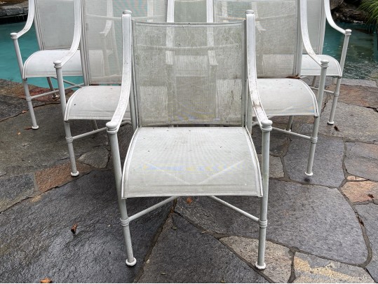 Set Of Six Woodward Aluminum Garden Arm Chairs