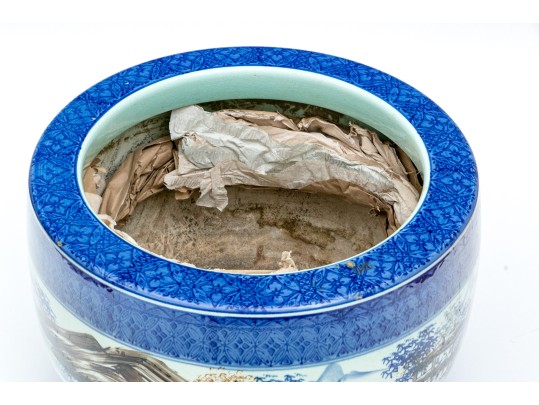 Stunning Japanese Underglaze Blue And Painted Porcelain Jardiniere