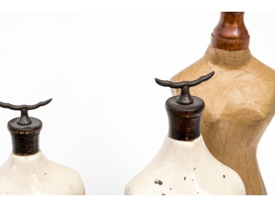 Collection Of Five Ceramic, Papier Mache Busts On Wood Stands