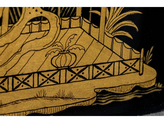 Fabulous Eglomise Chinoisserie Hall Mirror