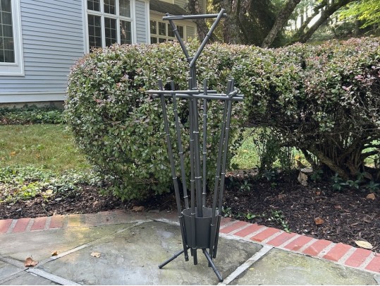 Vintage Wrought Iron Faux Bamboo Umbrella Stand