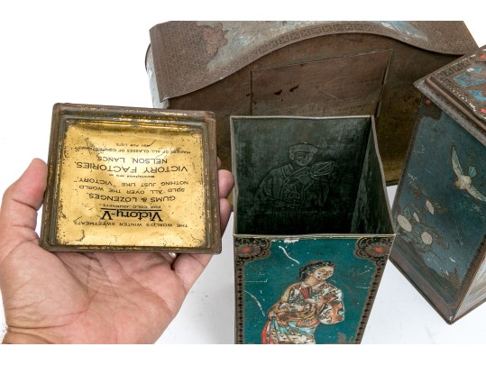 Antique Three Piece Victory V Tole Garniture