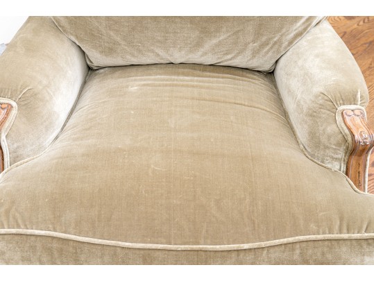 Custom Upholstered Louis XV Style Bergere With Ottoman