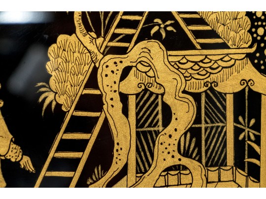 Fabulous Eglomise Chinoisserie Hall Mirror