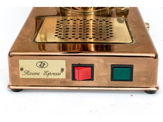 Vintage Italian Riviera Espresso Copper And Brass Machine With Eagle Finial