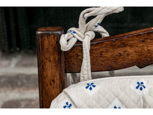 Vintage French Country Upholstered  Fruitwood Fauteuil