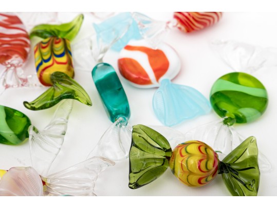 Wonderful Collection Of 15 Venetian Handblown Glass Faux Candy
