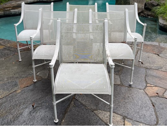 Set Of Six Woodward Aluminum Garden Arm Chairs