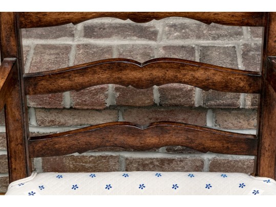 Vintage French Country Upholstered  Fruitwood Fauteuil