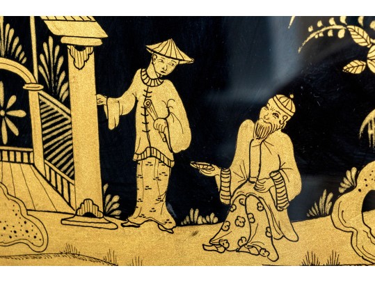 Fabulous Eglomise Chinoisserie Hall Mirror